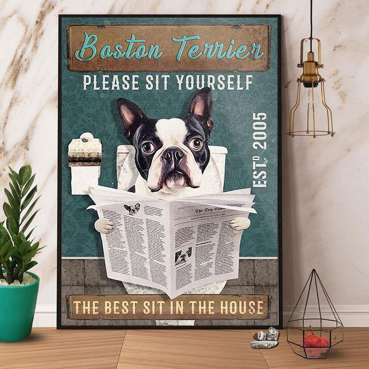 Boston Terrier Please Sit Yourself The Best Sit In The House Gift Family Lovers Gift For Family Home Decor Matte Canvas Canvas Prints