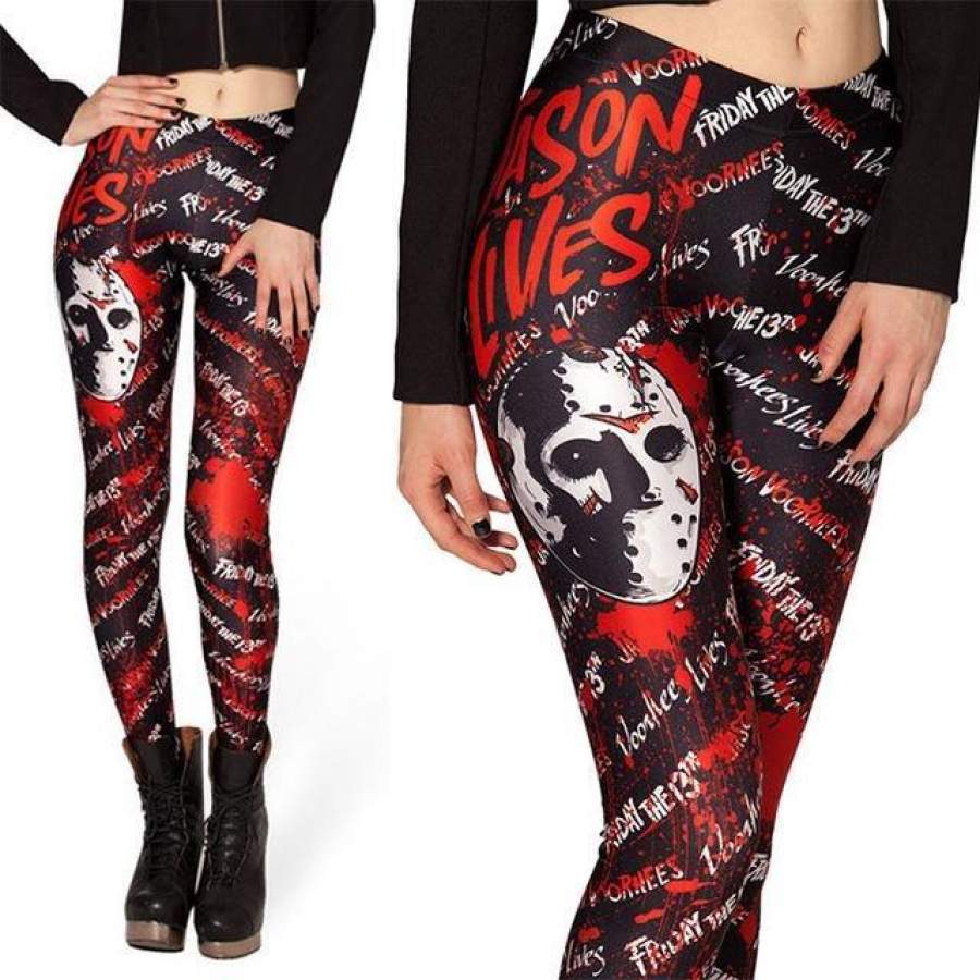 Skull Print Women Leggings TattoosCafe