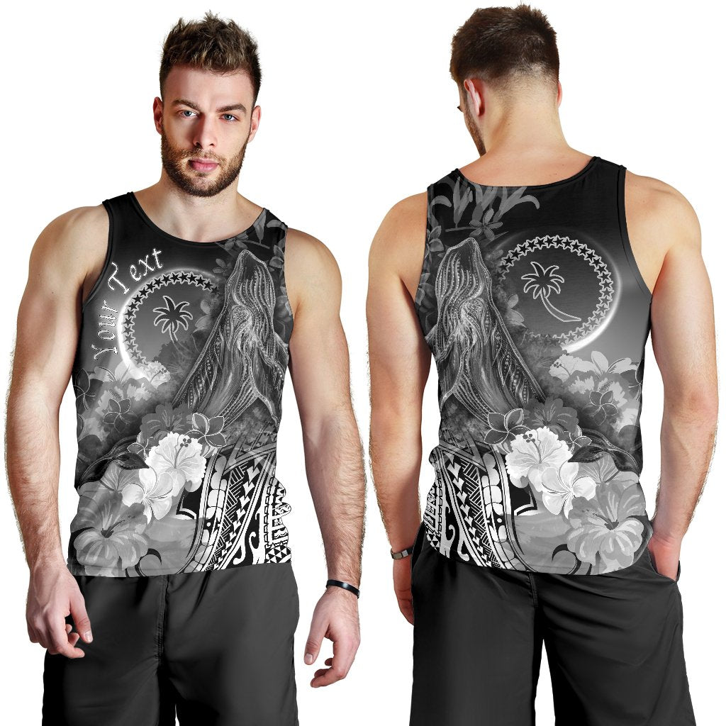 Custom Personalised Chuuk Men’S Tank Top – Humpback Whale With Tropical Flowers White