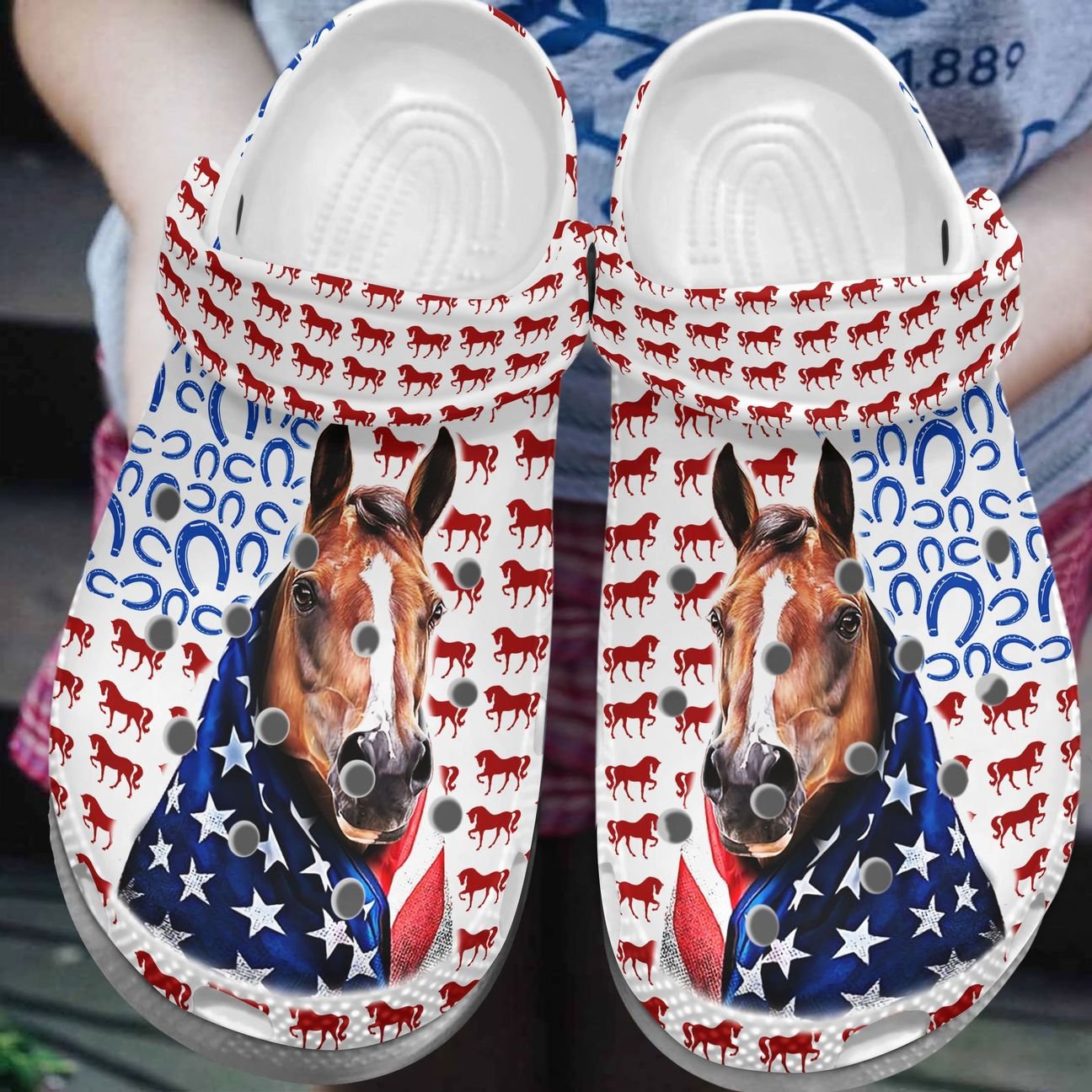 Horse Personalized Clog, Custom Name, Text, Color, Number Fashion Style For Women, Men, Kid, Print 3D American Horse