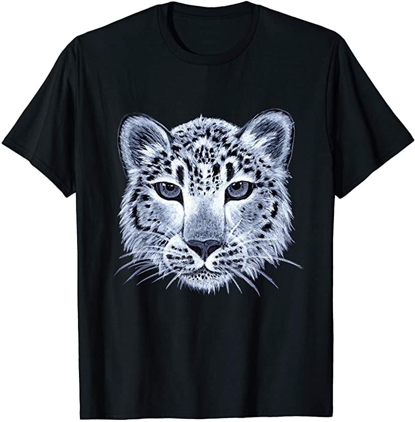 Cool Black and White Snow Leopard Cat for Women T-Shirt