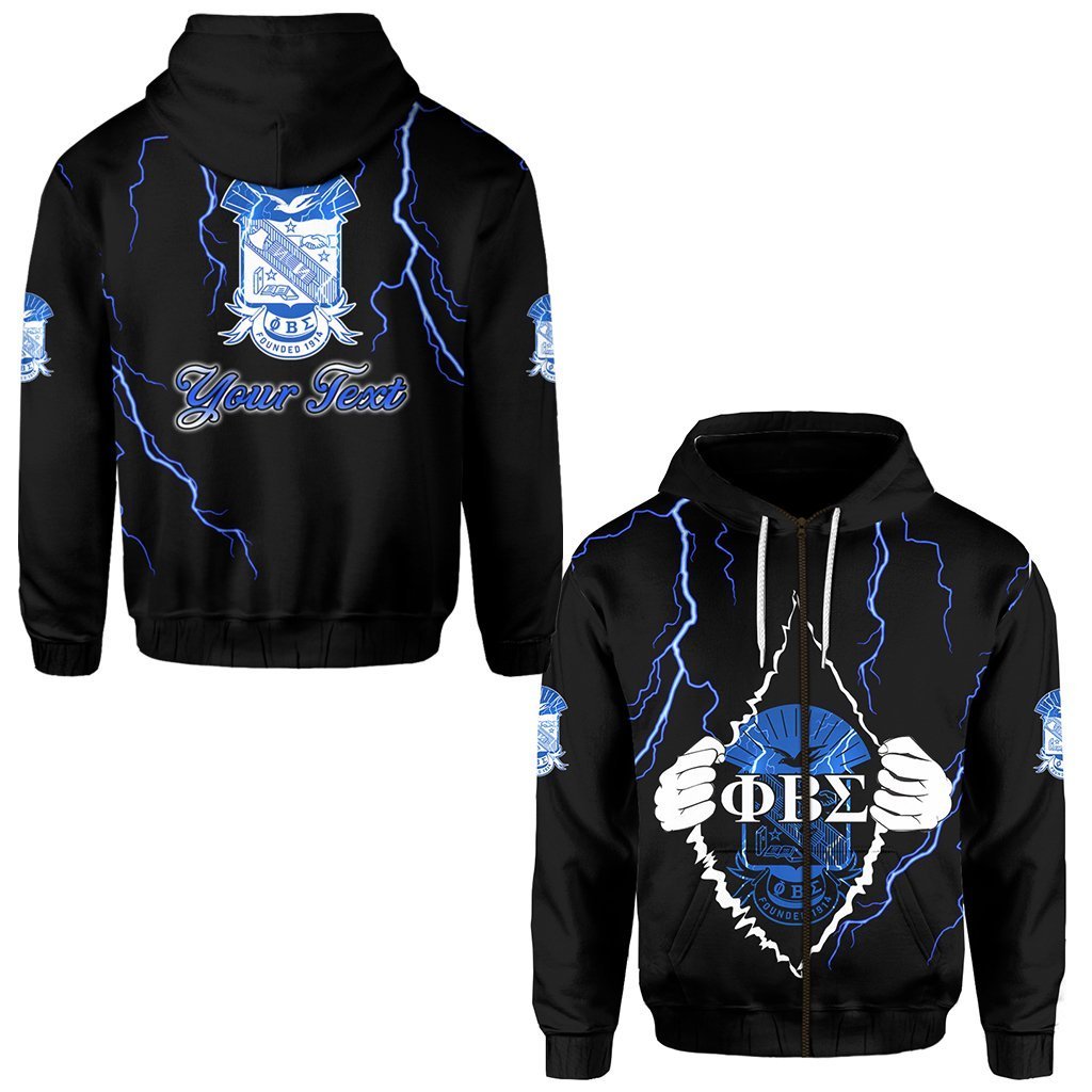 (Custom Personalised) Phi Beta Sigma Zip Hoodie Lightning Lt13