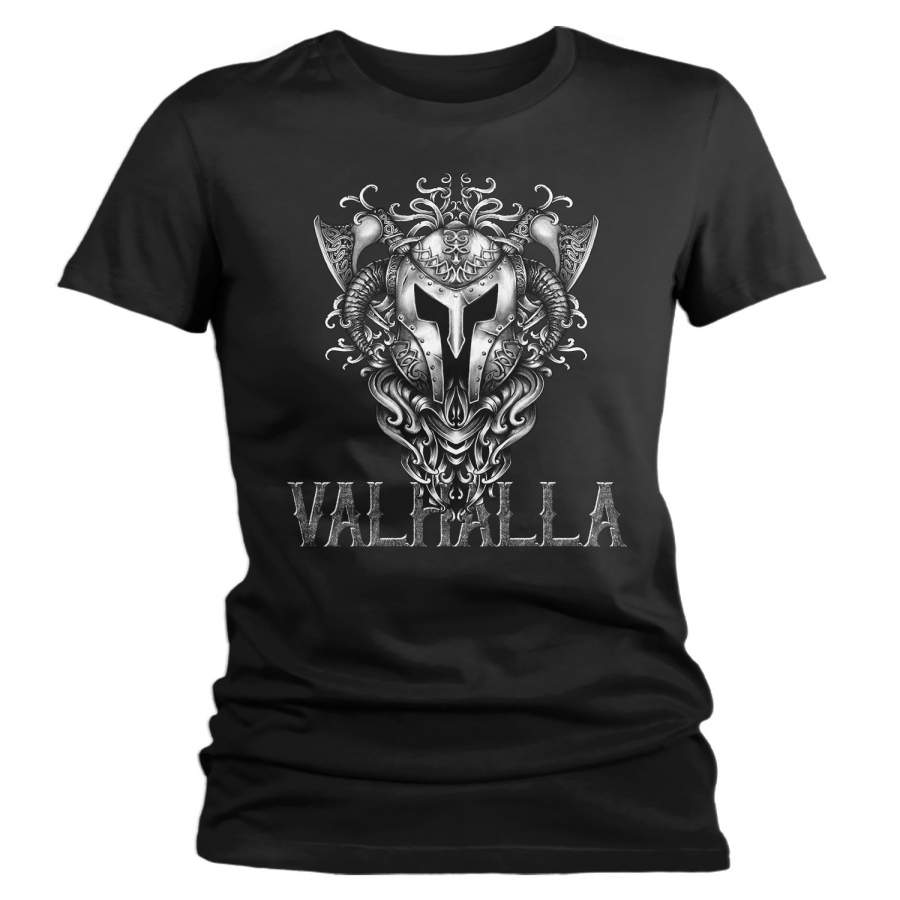 Women’s Viking T Shirt Valhalla Viking Shirt Warrior Shirts Armor Shirt Vintage Graphic Tee Viking Shirts Cool Viking Shirt