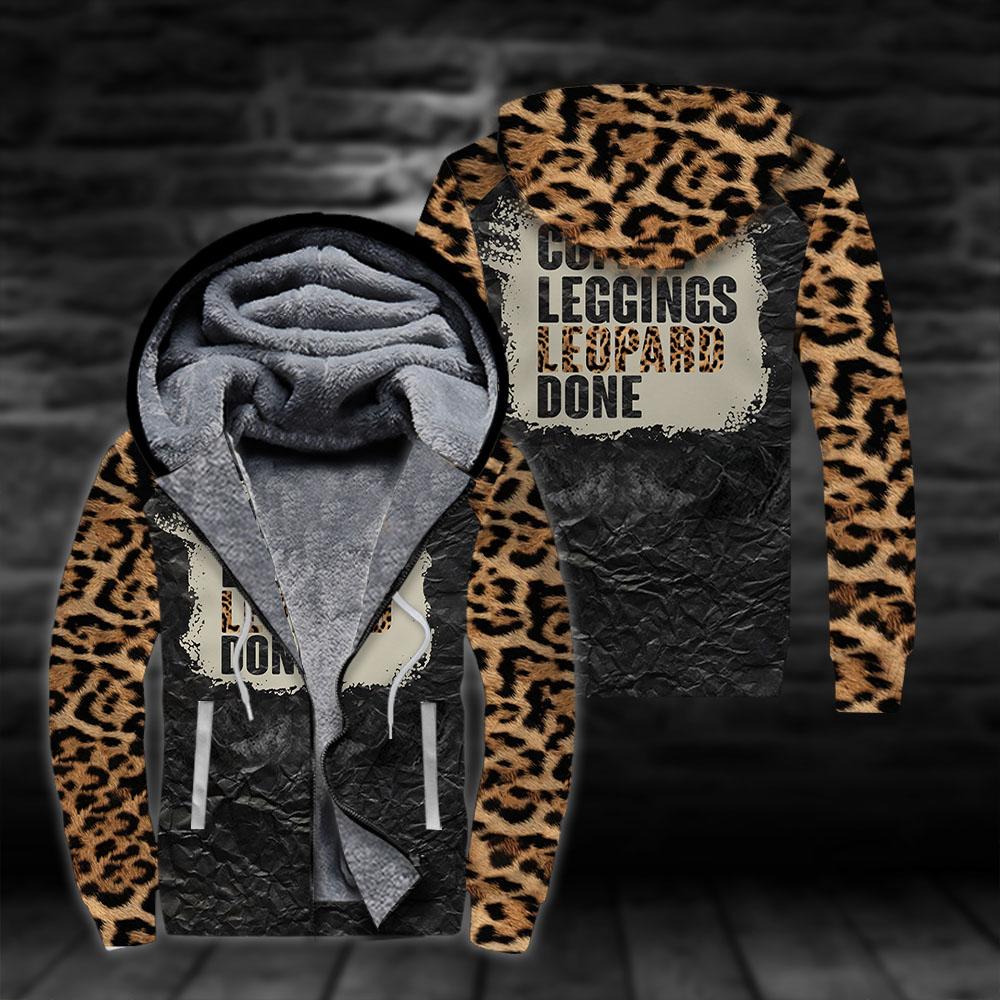 Coffee Leopard Fleece Zip Hoodie All Over Print | Unisex | Adult | Ft2774