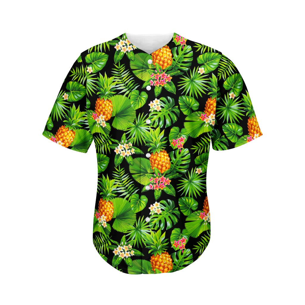 Black Hawaii Pineapple Pattern Print Baseball Jersey Ha58877