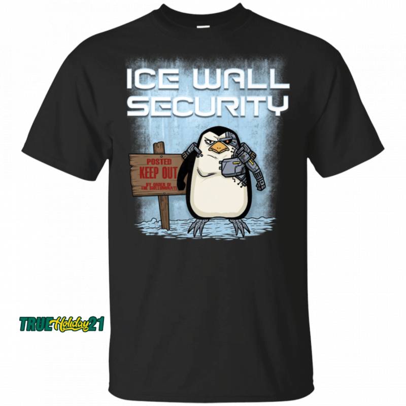 Cyborg Penguin Ice Wall Security Hiding Flat Earth Gift T-Shirt