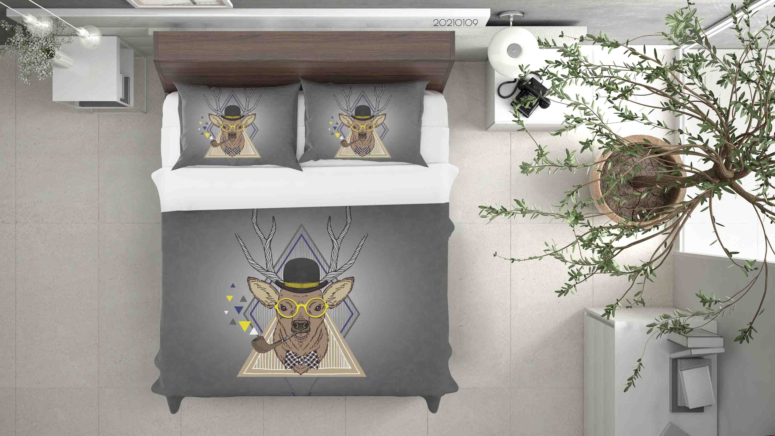 3D Cartoon Animal Elk Grey Quilt Cover Set Bedding Set Duvet Cover Pillowcases 71 Lqh