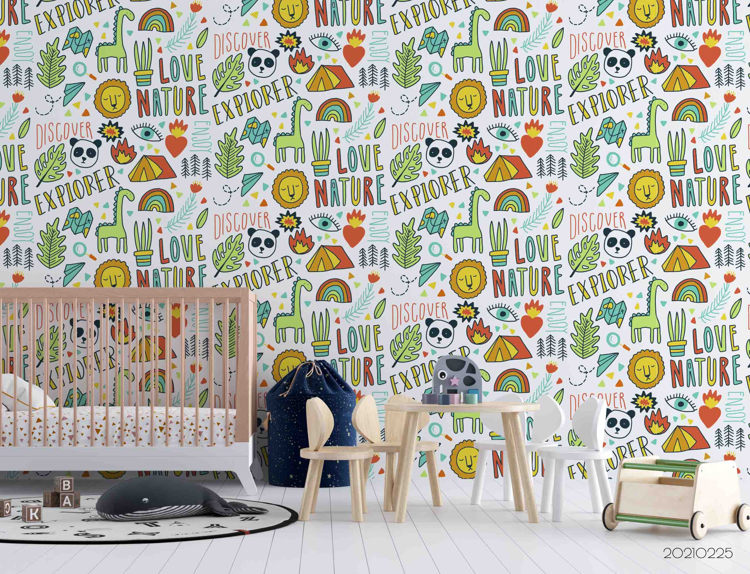 3D Cartoon Forest Rainbow Animal Wall Mural Wallpaper Lqh 179