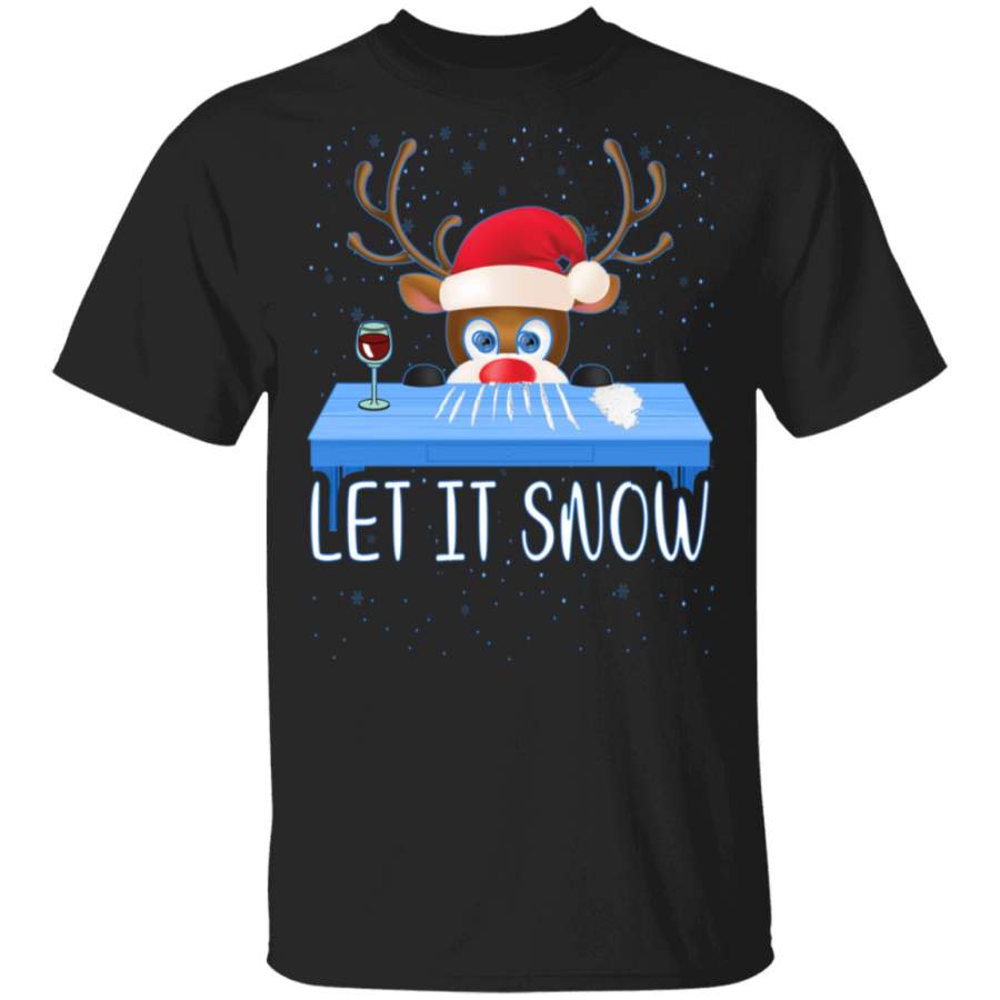 Let It Snow Santa Cocaine Adult Humor Reindeer Funny Gag T-Shirt