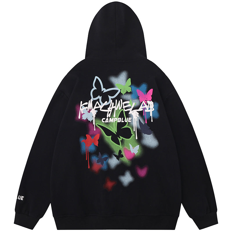 Lemandik Graphic Hoodie Colorful Butterfly