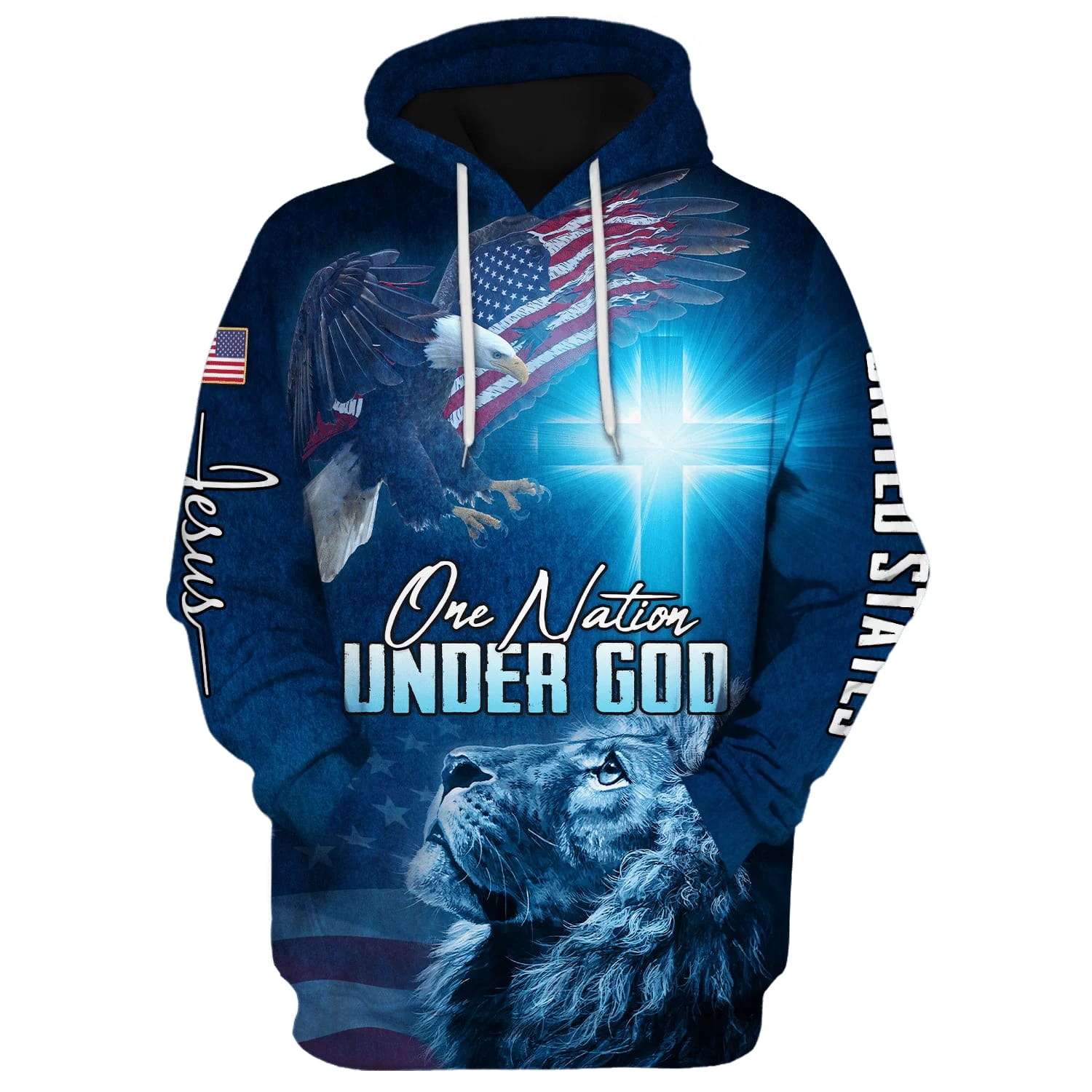 Lion Of Judah One Nation Under God Hoodies Men & Women Christian Hoodie 3D Printed Hoodie