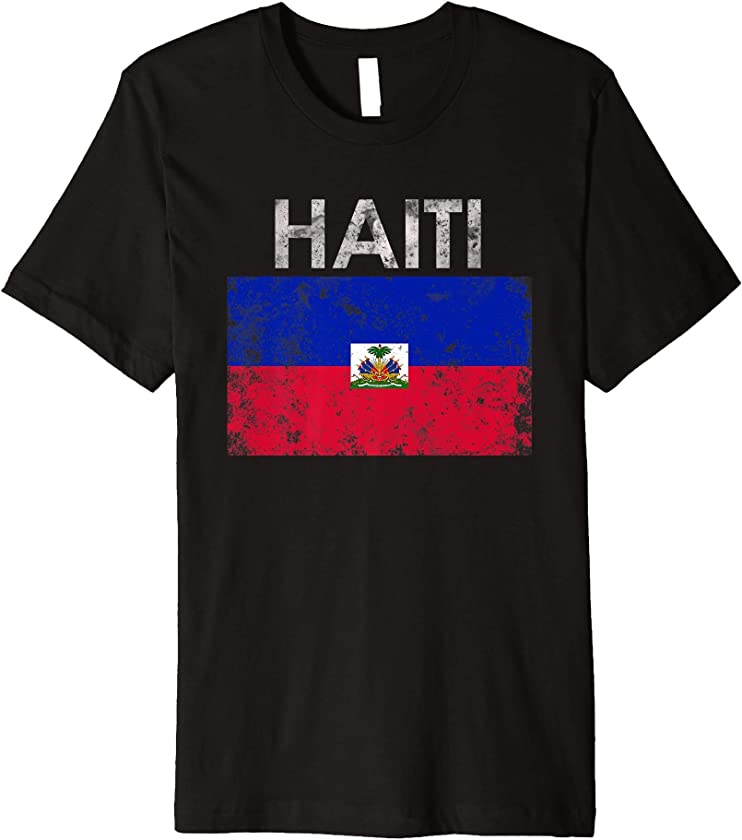 Vintage Haiti Haitians Flag Pride Gift Premium T-Shirt