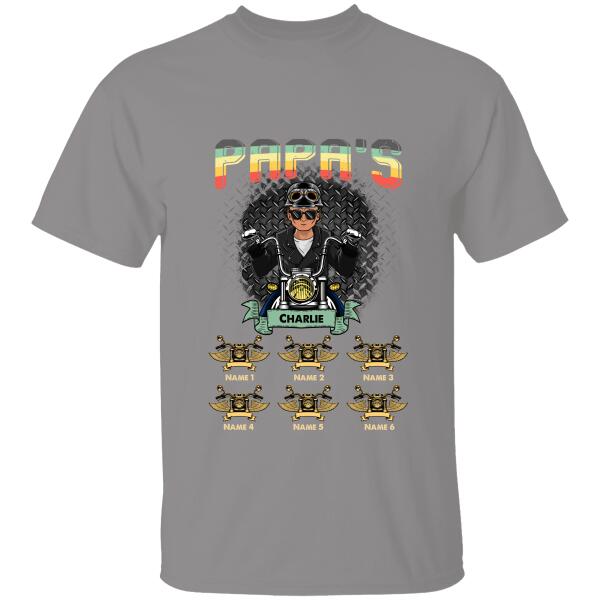 Papa’S Biker Gang Personalized T-Shirt, Best Gift For Dad And Grandfather