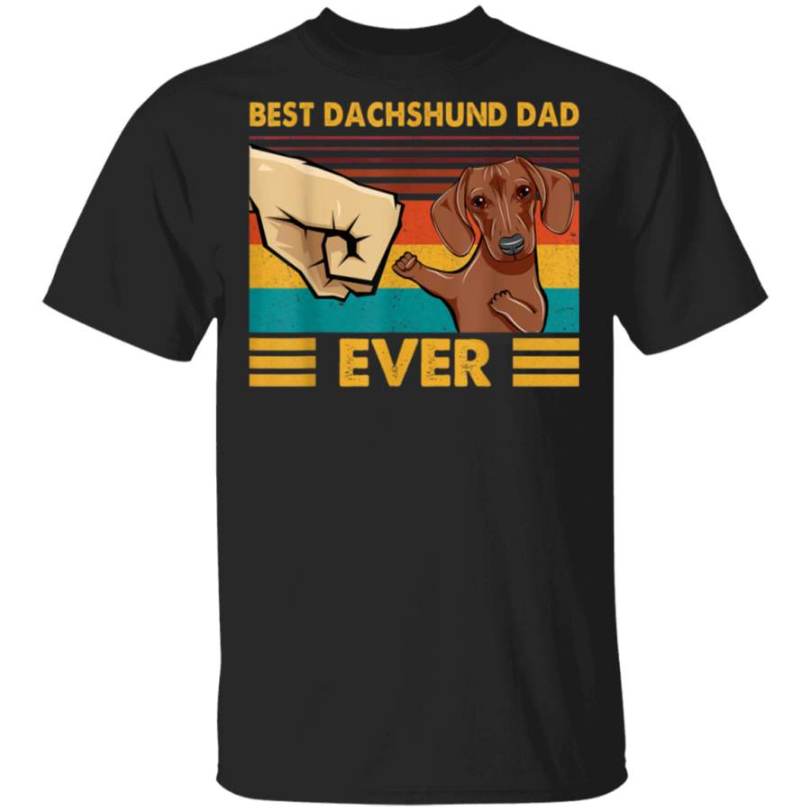 Best Dachshund Dad Ever Vintage Pet Animal Dog Fist Bump TShirt