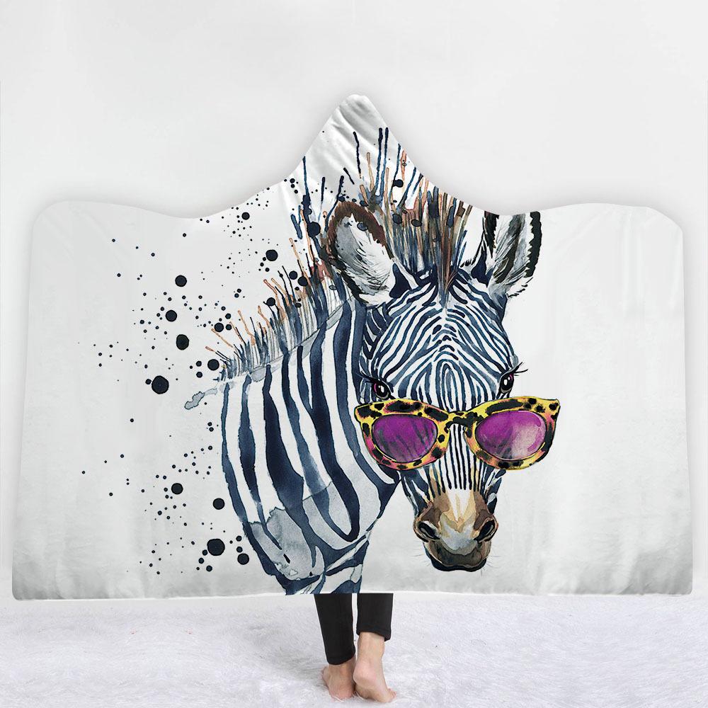 Animal Hooded Blankets – Animal Series Zebra Icon Super Cool Fleece Hooded Blanket