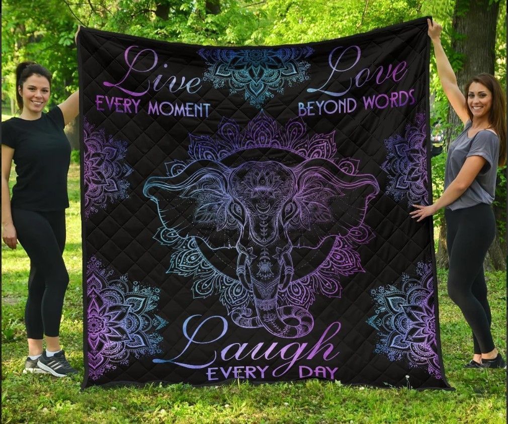 Live Love Laugh Elephant Quilt Ciuzw