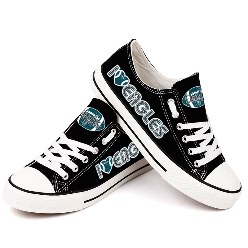 Philadelphia Eagles Canvas Shoes Black Sneakers Style “I Eagles “