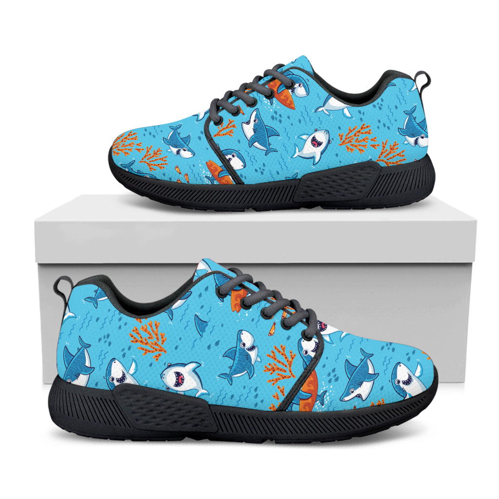 Cute Shark Pattern Print Black Athletic Shoes