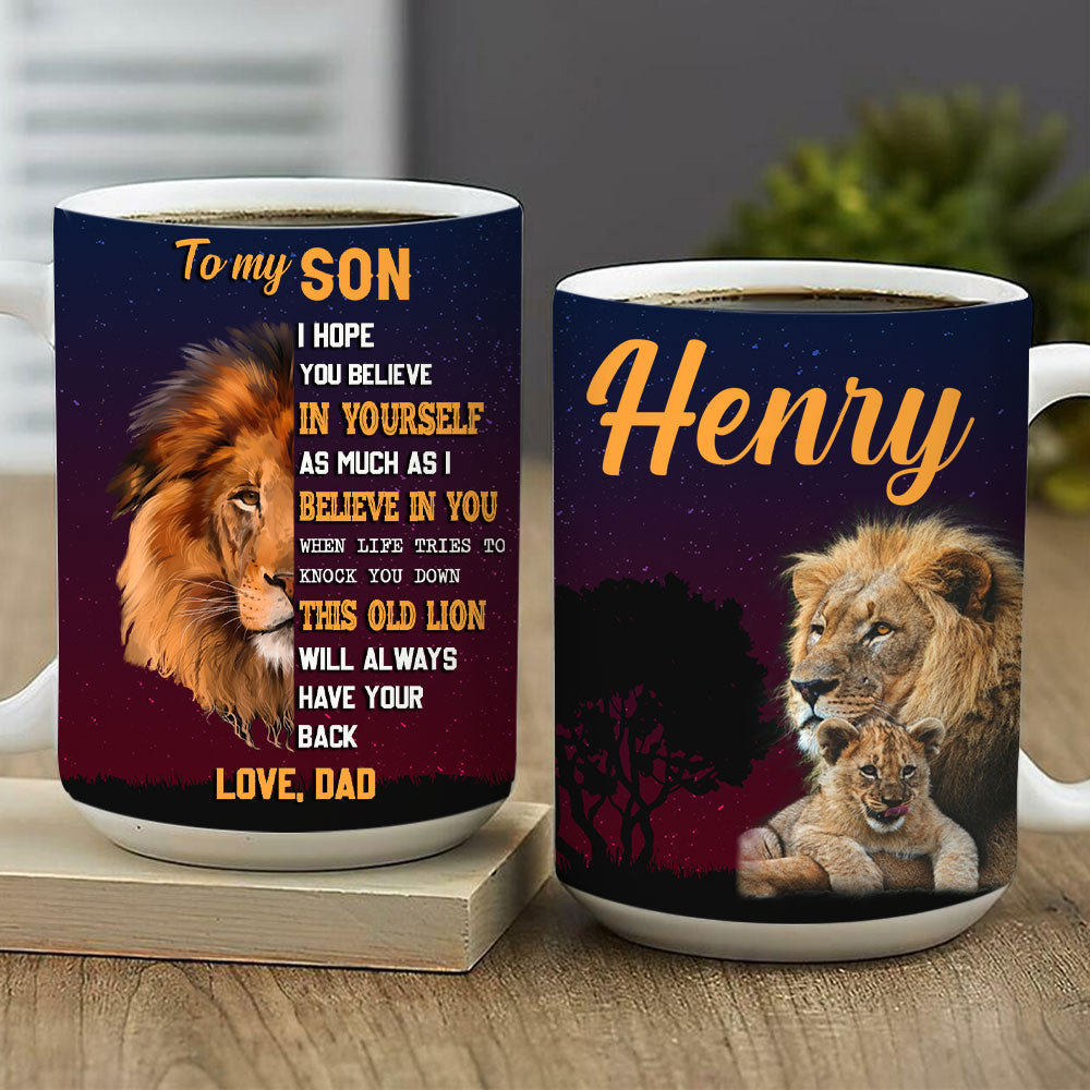 To My Son And Daughter This Old Lion Will Always Have Your Back Personalized Mug