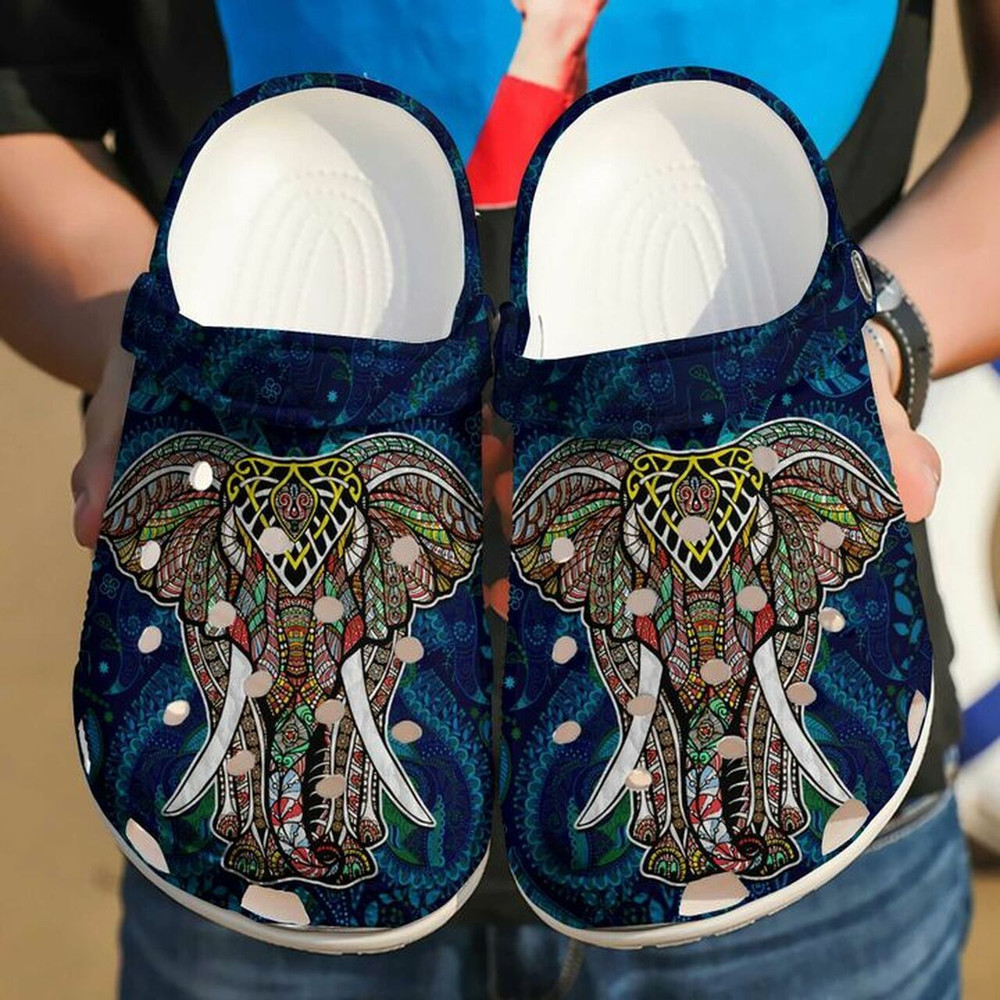 King Elephant Mandala 102 Gift For Lover Rubber Crocs Clog Shoes Comfy Footwear