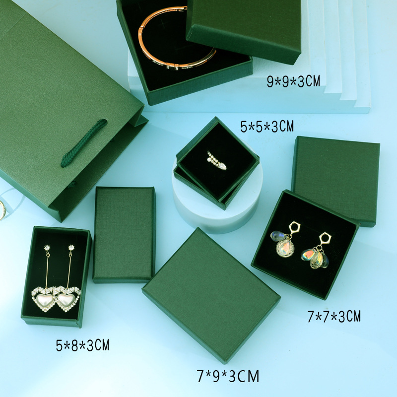 24Pcs/lot Green Packaging Box Holder Paper Container Jewelry Display Gifts Party Ring Brooch Necklace Package Storange alx