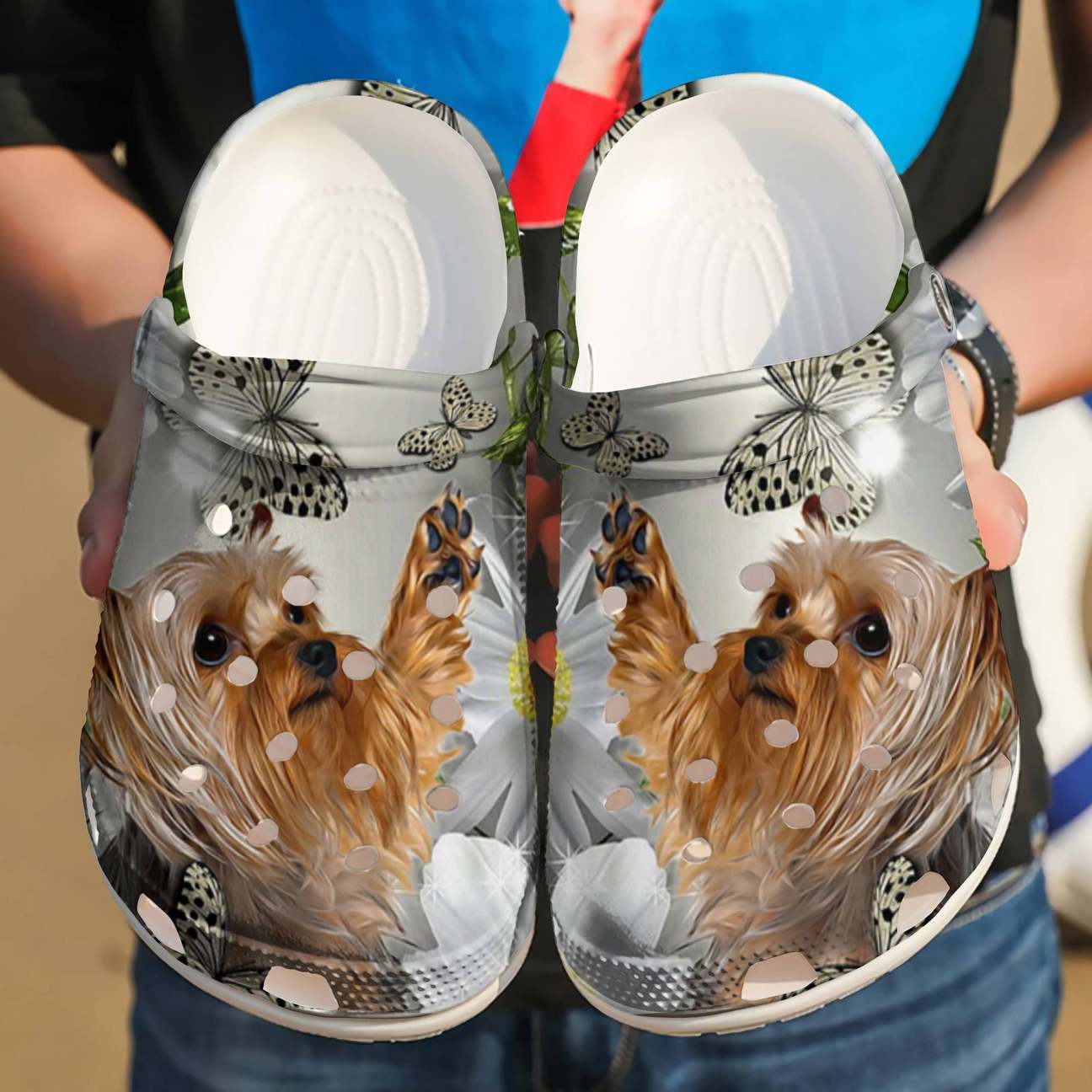 Yorkshire Personalized Clog, Custom Name, Text Yorkie N’ Butterflies, Fashion Style For Women, Men, Kid, Print 3D