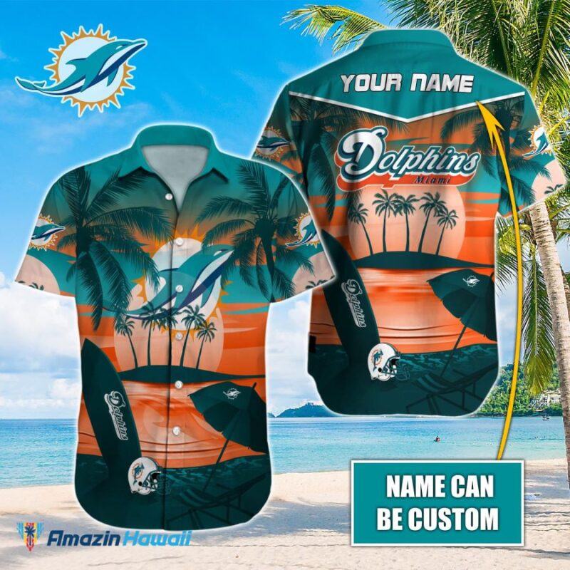 Miami Dolphins Hawaiian Shirt Custom Name &Amp; Number