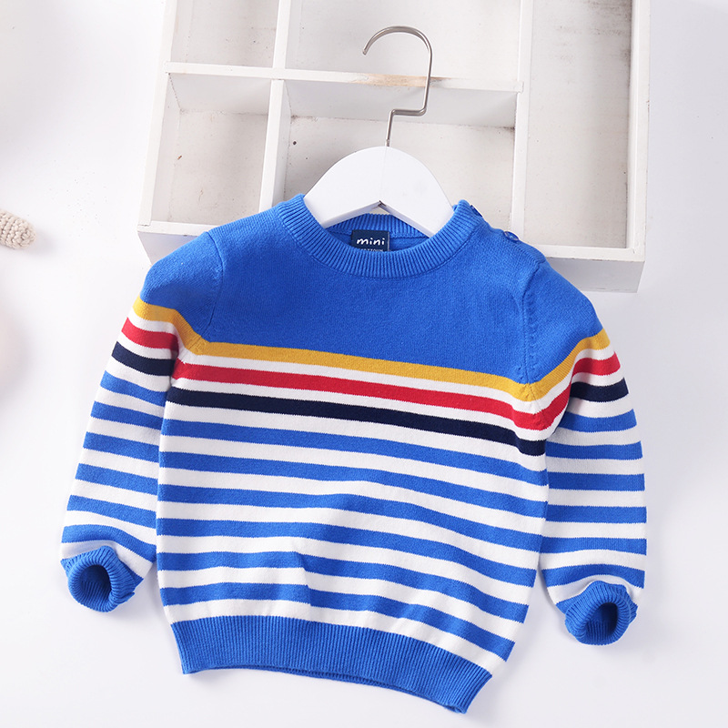 Boys Sweater Children Knitted Pullover o-neck Clothes 2022 Autumn New Boy Baby Child Cotton Striped Infant Baby Sweaters 1-6Y alx