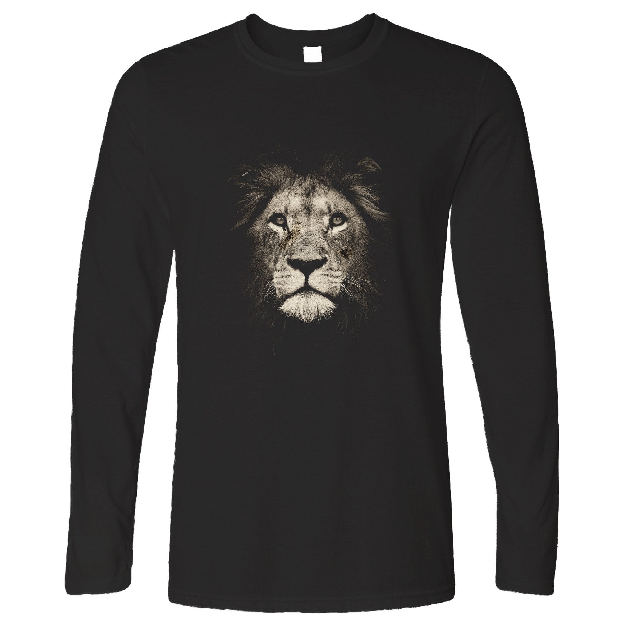 Stylish Animal Long Sleeve Photographic Lion Face Design T-Shirt