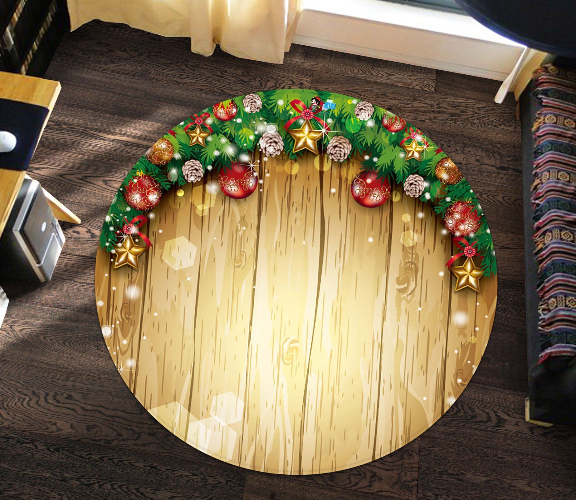 3d Board Christmas Decoration 098 Round Rug Home Decor