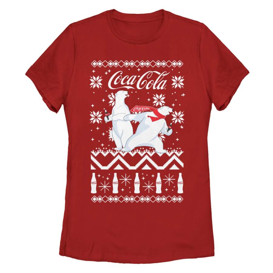 Coca Cola Women’s Ugly Christmas Polar Bear  T Shirt