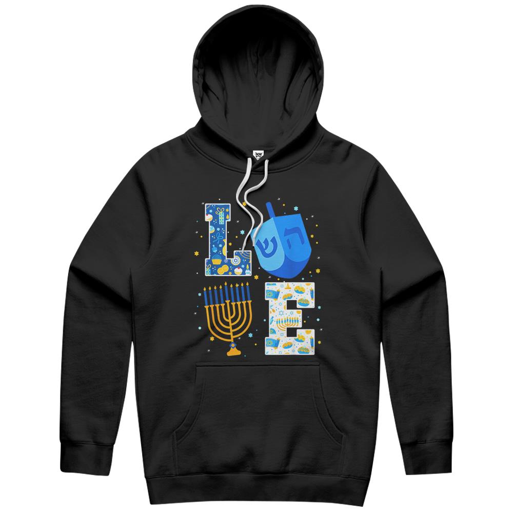 Love Hanukkah Decorations Dreidel Menorah Chanukah Hoodie