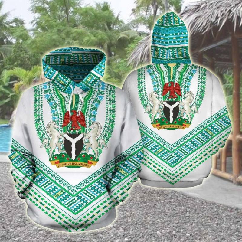 Nigerian Dashiki White All Over Print Hoodies