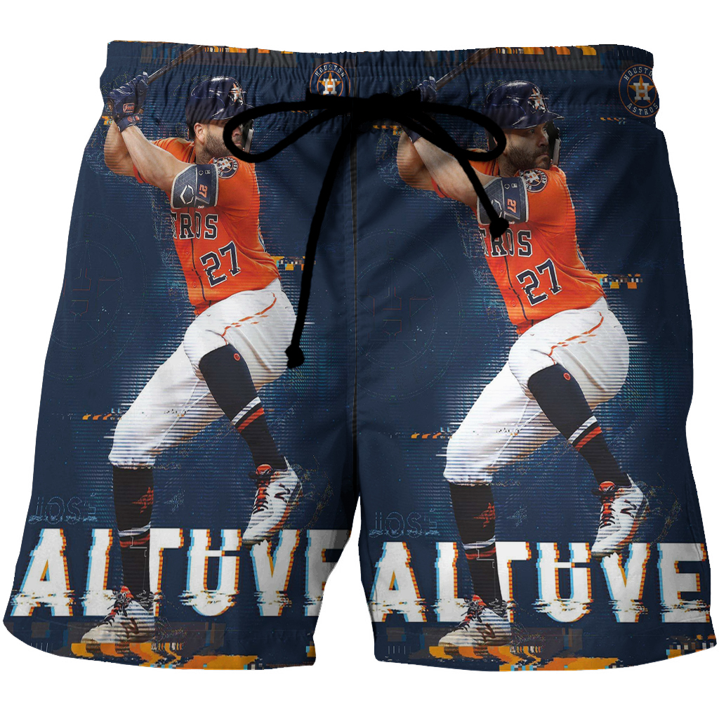 Houston Astros Jose Altuve 27 V6 3D All Over Print Summer Beach Hawaiian Short