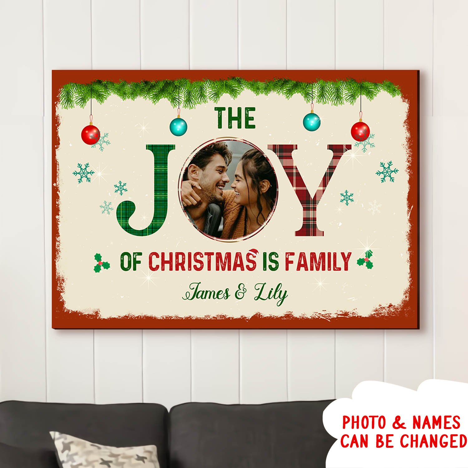 The Joy Of Christmas – Personalized Custom Photo Canvas – Home Decor