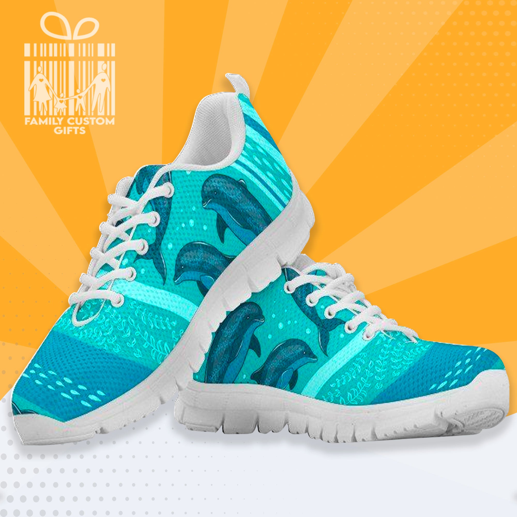 Cute Animal Dolphin Ocean Custom Shoes For Men Women 3D Print Fashion Sneaker