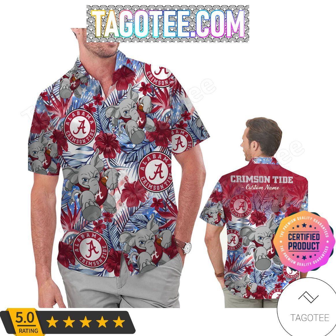 NCCA Alabama Crimson Tide Custom Name Hawaiian Shirt V7 Aloha Shirt