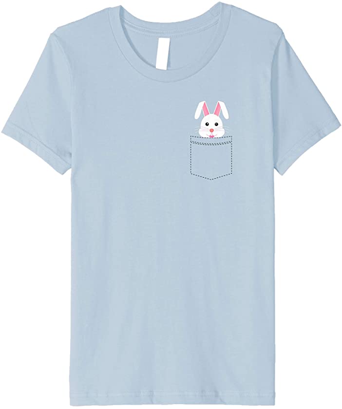 Kids Easter Bunny Rabbit Gift Pocket Design Boys Girls Sunday Premium T-Shirt