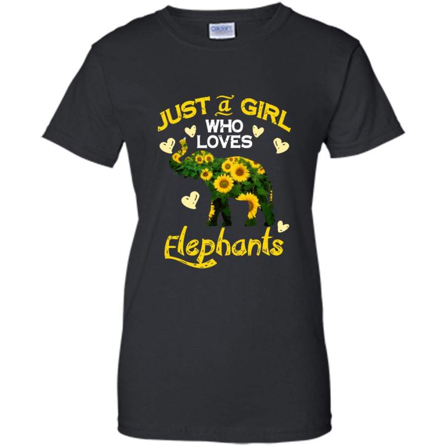 Just A Girl Who Loves Elephants, Floral Design – Gildan Women Shirt