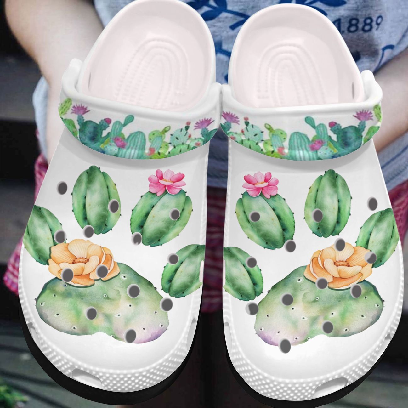 Cactus Personalized Clog, Custom Name, Text, Color, Number Fashion Style For Women, Men, Kid, Print 3D Watercolor Cactus