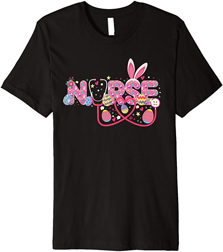 Bunny Nurse Funny Egg Easter Day Floral Women men nurse gift Premium T-Shirt