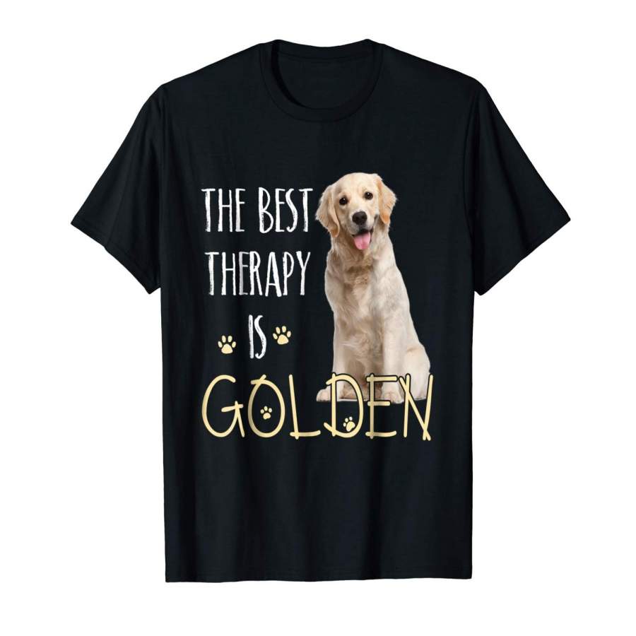 The Best Therapy Is Golden Retriever Dog T-Shirt Men Fashion Cotton T-Shirts