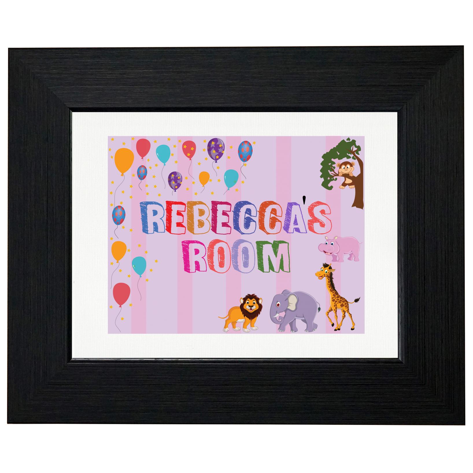 Rebecca’s Room – Girl Birthday Gift – Balloons & Animals T-Shirt, Framed Print, Pillow, Golf Towel