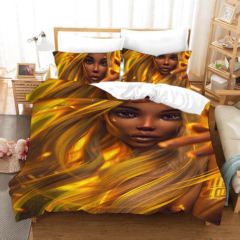 Yi Chu Xin African Girl Duvet Cover Set Double Size Mn Bedding Set Cover And Pillowcase Bed Sets