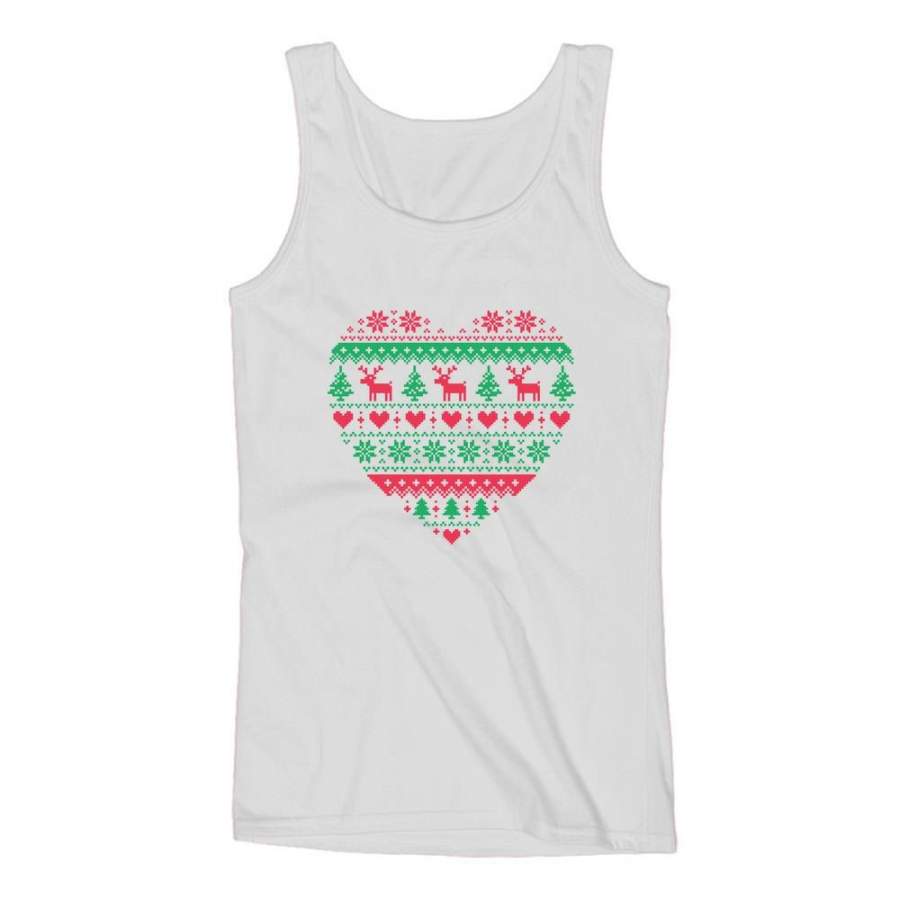 Xmas Party – Heart Shaped Ugly Christmas Sweater Women Tank Top