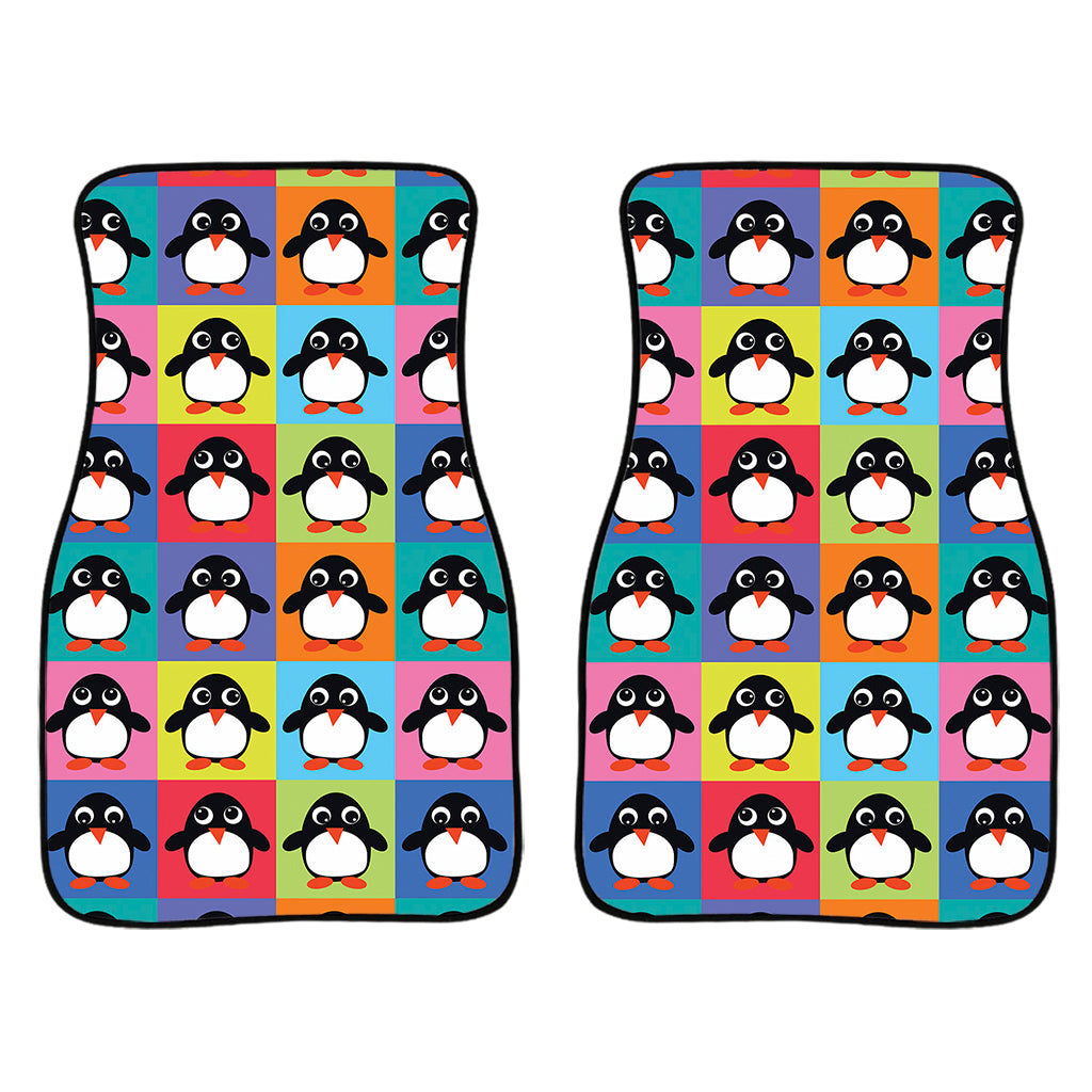 Cute Colorful Penguin Pattern Print Front Car Floor Mats