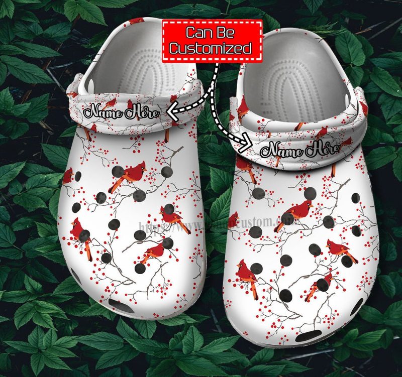 Cardinalis Bird Pattern Cute Shoes – Cardinalis Birds Winter Shoes Croc Clogs Customize Name