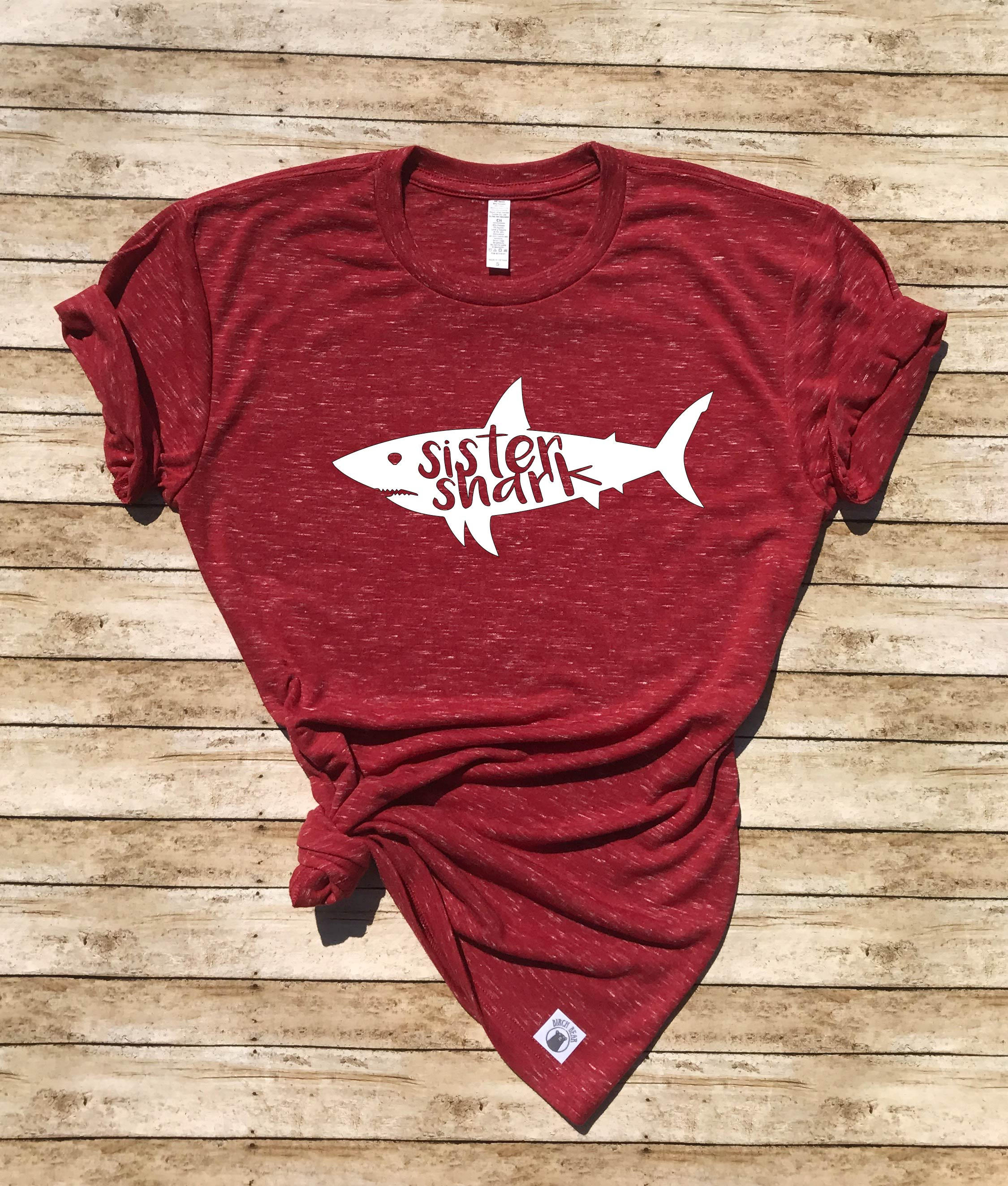 Unisex Crew Neck T Shirt Sister Shark – Funny Sister Shirt – Funny T Shirt – Shirt For Sister – Shark Shirt –