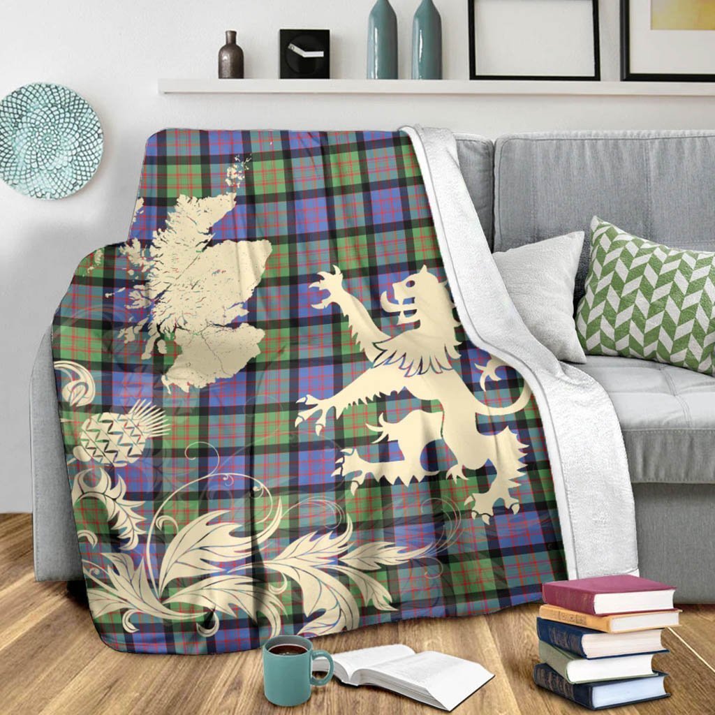 Tartan Blanket Macdonald Ancient Tartan Scotland Lion Thistle Map Plaid Blanket