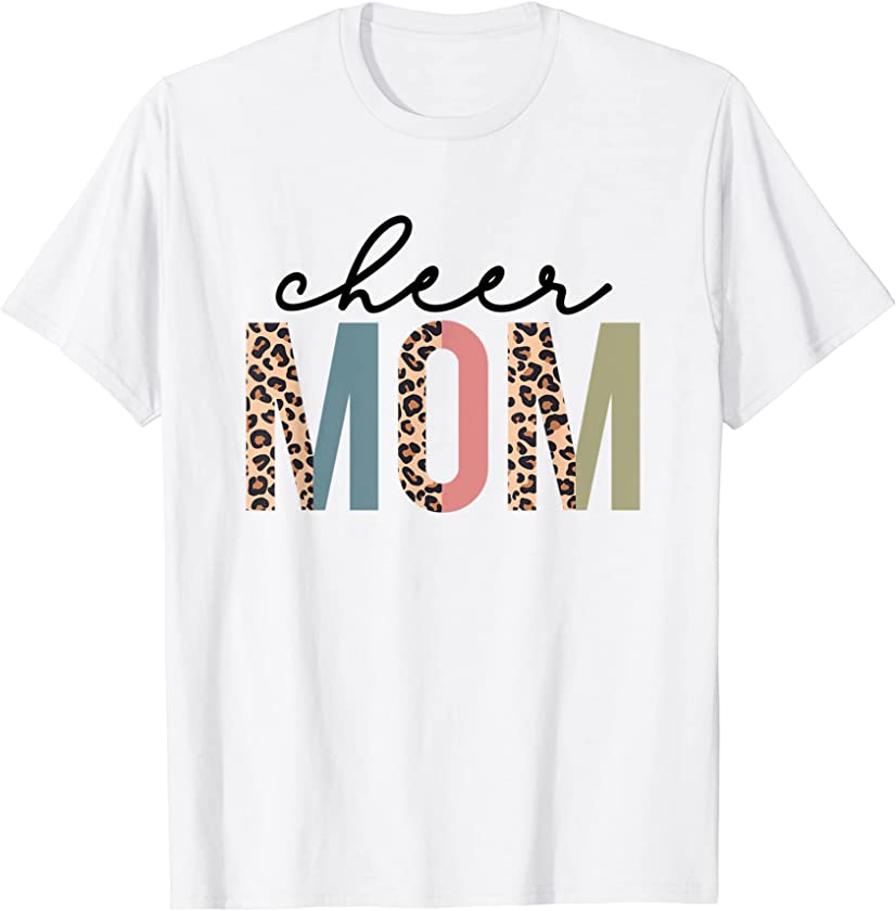 Cheer Mom Leopard Cheerleader Bleached Mothers Day T-Shirt